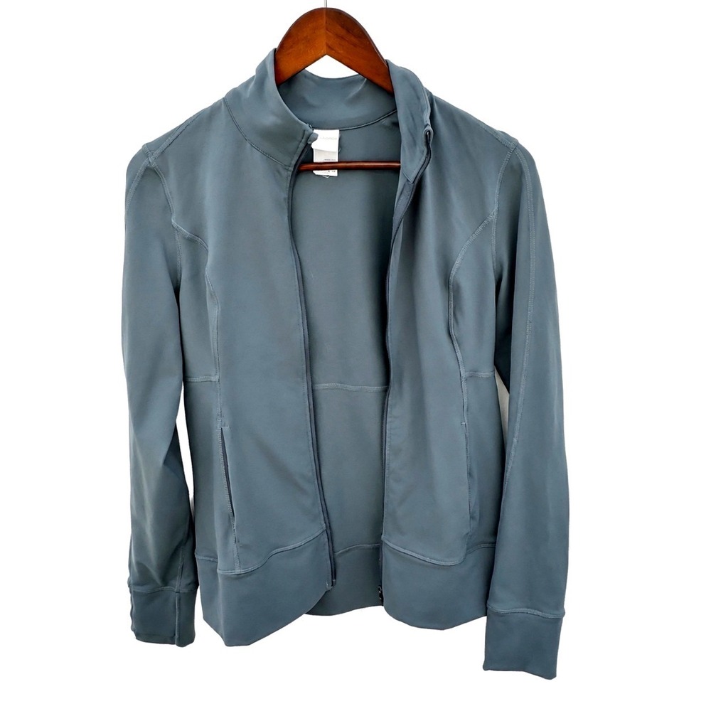 Lolë Women Blue/Grey Athletic Long Sleeves Jacket Size Small